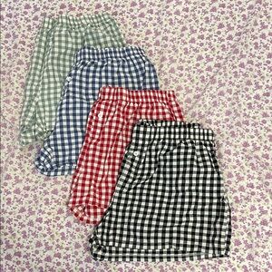 Gingham Checkered Women's Shorts - Set of 4, Cotton